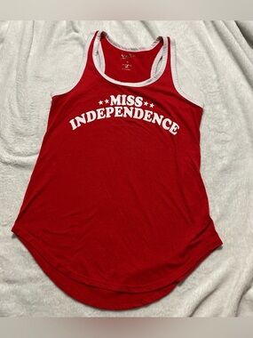 Arizona Jean Company Red Tank Top with White Trim - Miss Independence Graphic